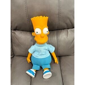 The Simpsons Bart Simpson Plush Doll Toy Blue Shirt Yellow Head Collectible